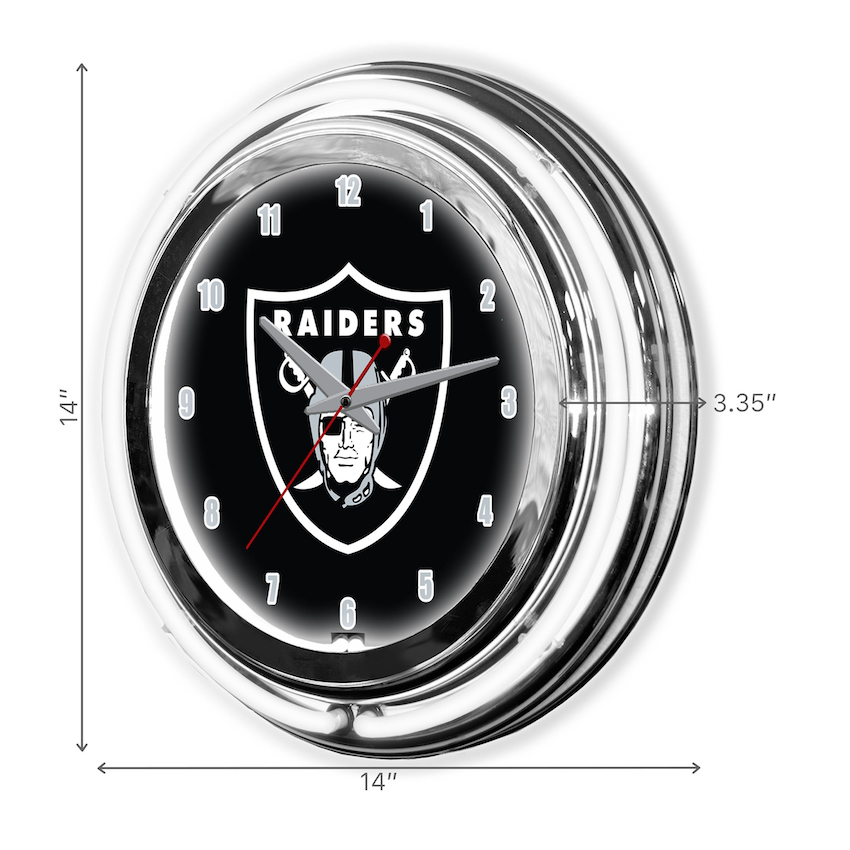 Las Vegas Raiders Chrome NEON Clock 14 inch