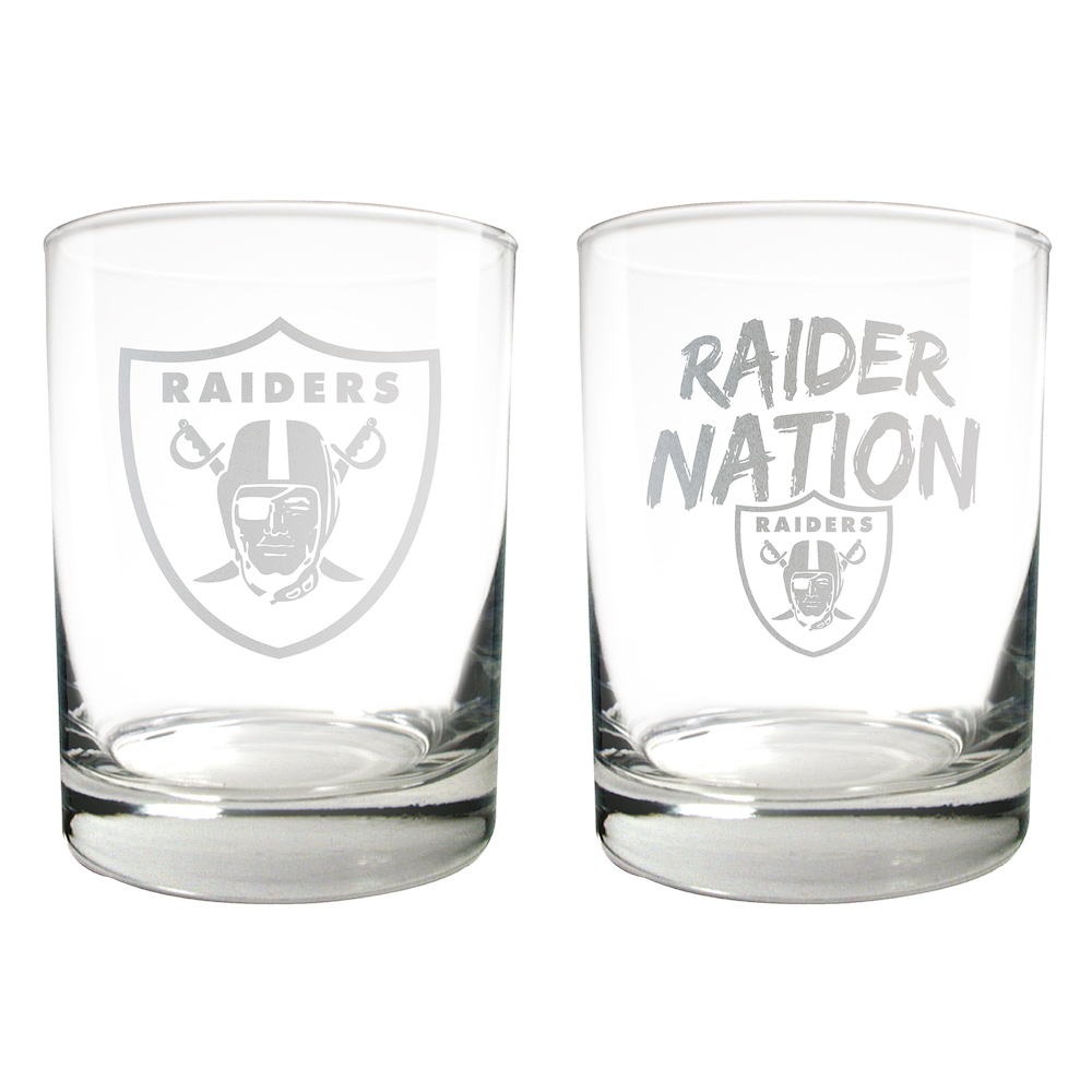 Las Vegas Raiders 2pc Rocks Glass Set