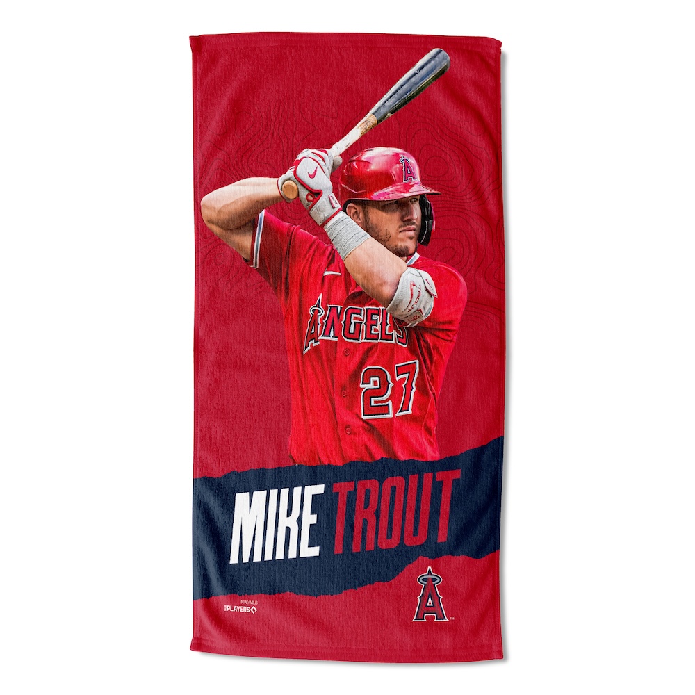 Los Angeles Angels Mike Trout 30x60 Beach Towel