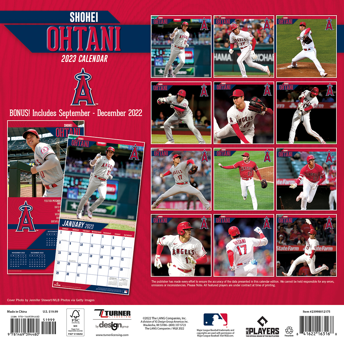 Los Angeles Dodgers Shohei Ohtani 2025 MLB Wall Calendar