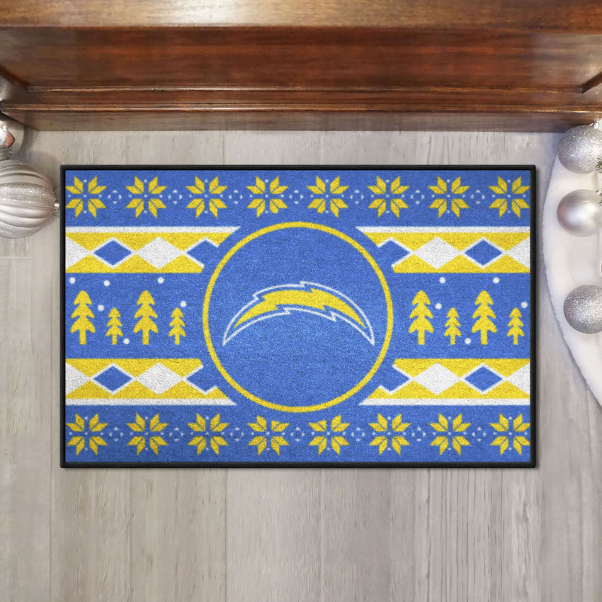 Los Angeles Chargers Holiday Sweater Themed 20 x 30 STARTER Floor Mat
