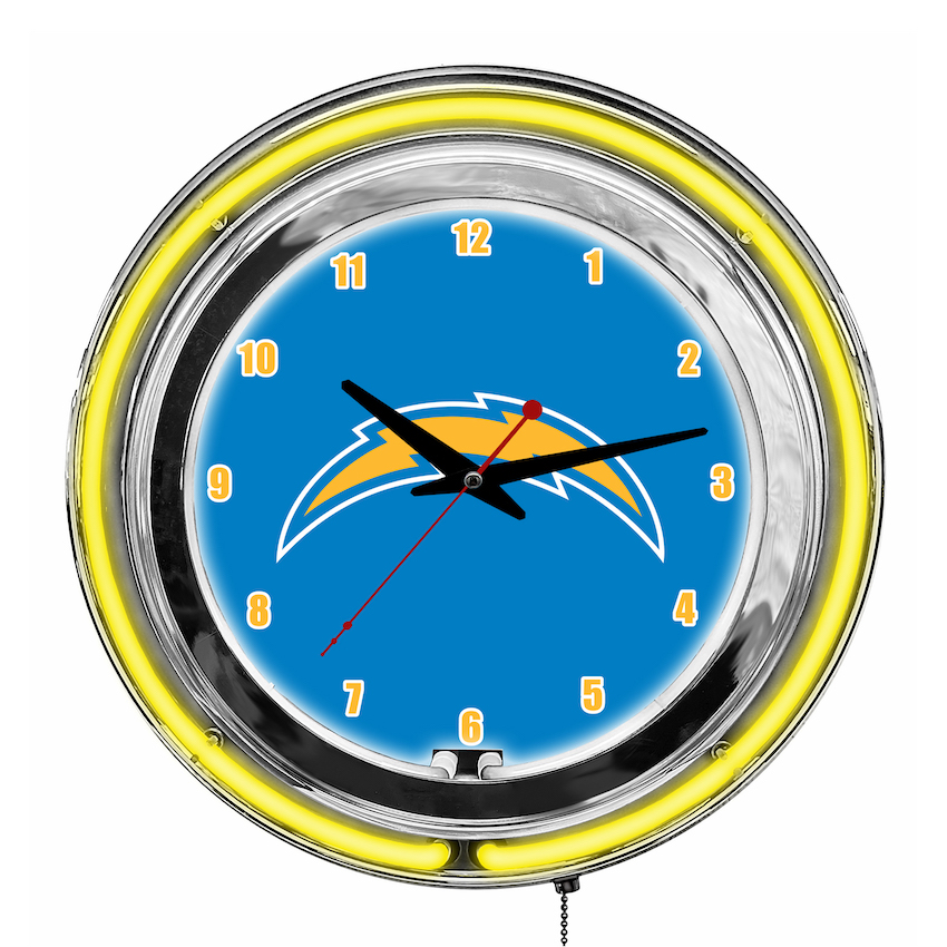 Los Angeles Chargers Chrome NEON Clock 14 inch