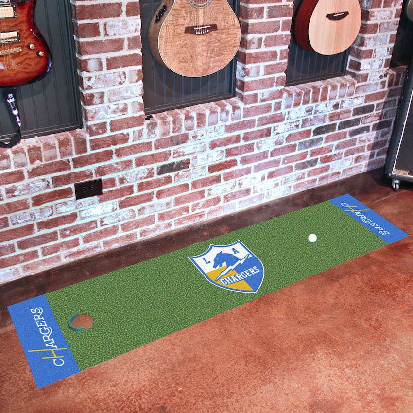 Los Angeles Chargers Vintage 18 x 72 in Putting Green Mat with Throwback Logo