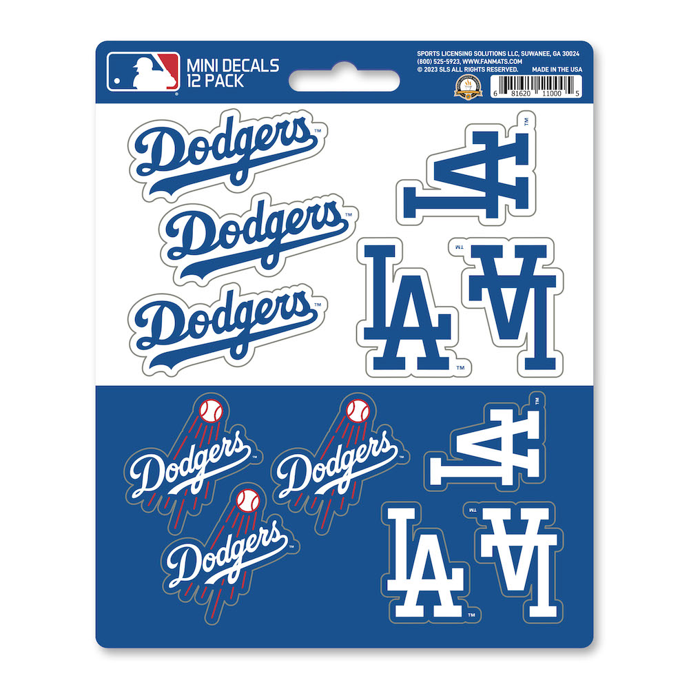 Los Angeles Dodgers Team Logo Mini Decal 12 Pack