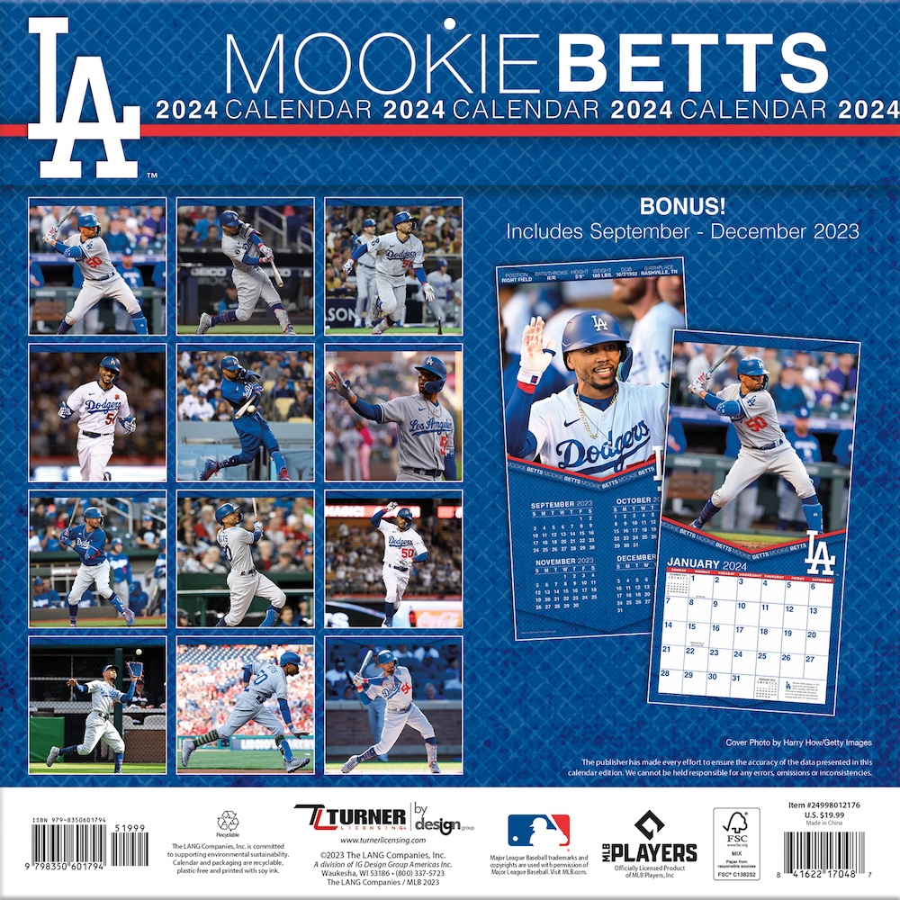 Los Angeles Dodgers Mookie Betts 2025 MLB Wall Calendar