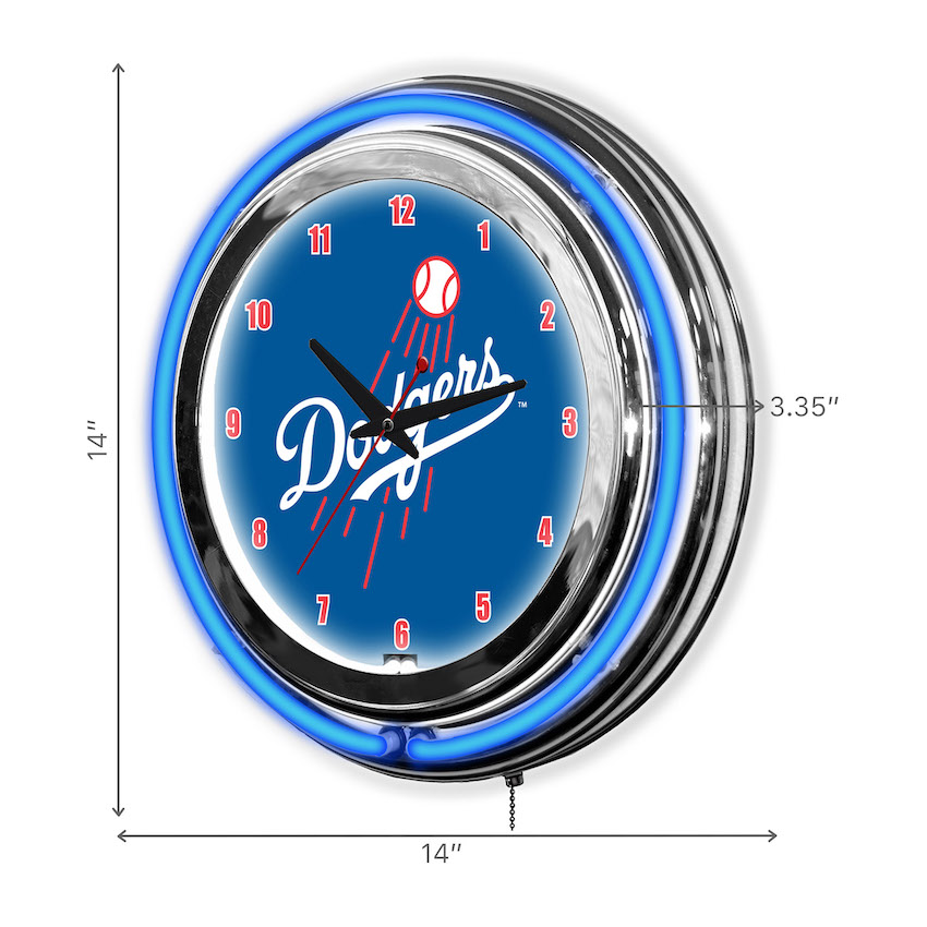 Los Angeles Dodgers Chrome NEON Clock 14 inch