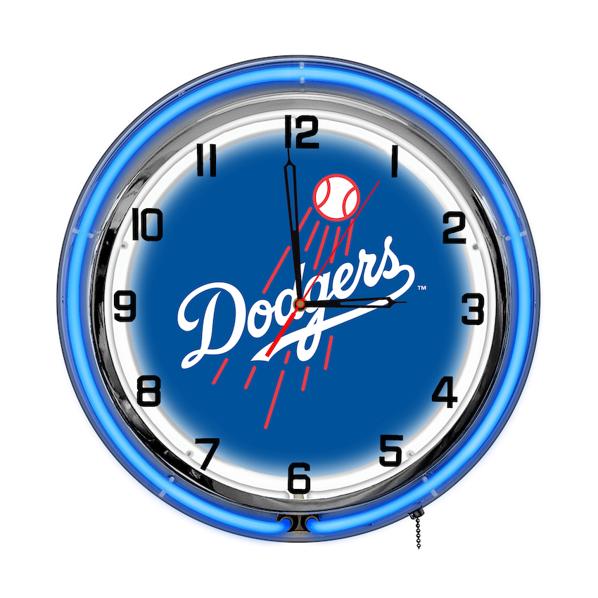 Los Angeles Dodgers Chrome NEON Clock 18 inch