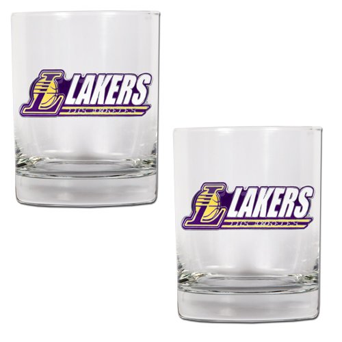 Los Angeles Lakers NBA Logo 2pc Rocks Glass Set