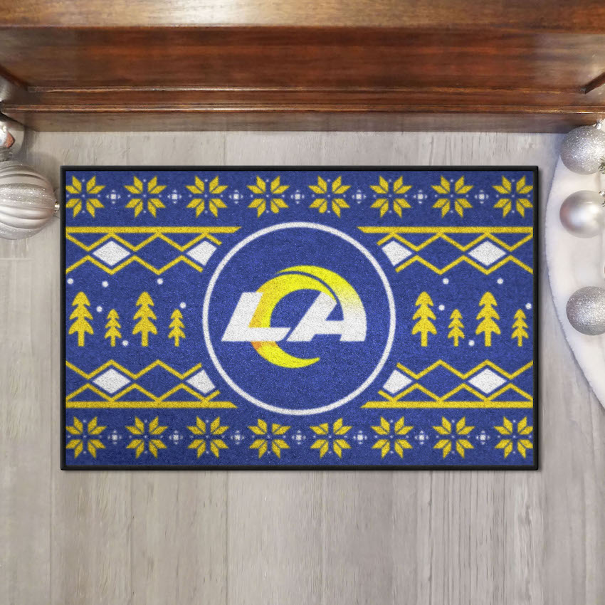 Los Angeles Rams Holiday Sweater Themed 20 x 30 STARTER Floor Mat