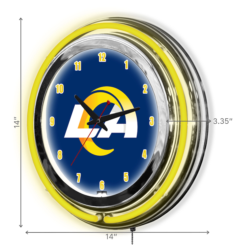 Los Angeles Rams Chrome NEON Clock 14 inch