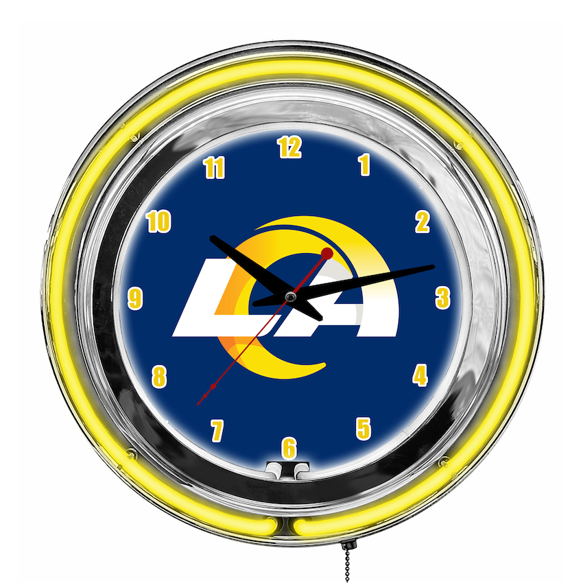 Los Angeles Rams Chrome NEON Clock 14 inch