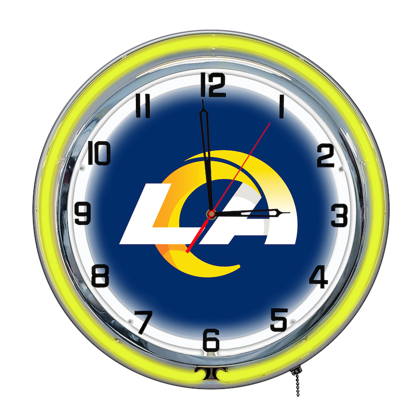 Los Angeles Rams Chrome NEON Clock 18 inch