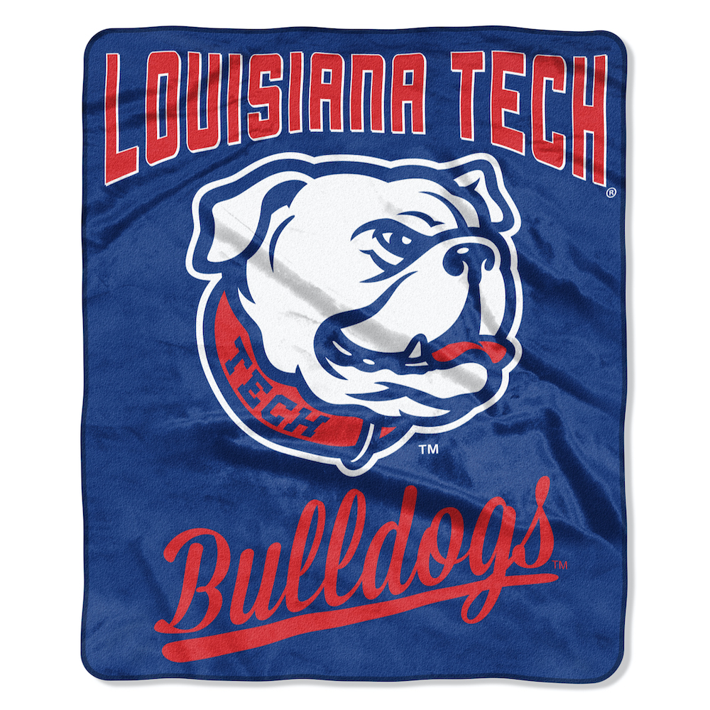 Louisiana Tech Bulldogs Plush Fleece Raschel Blanket 50 x 60