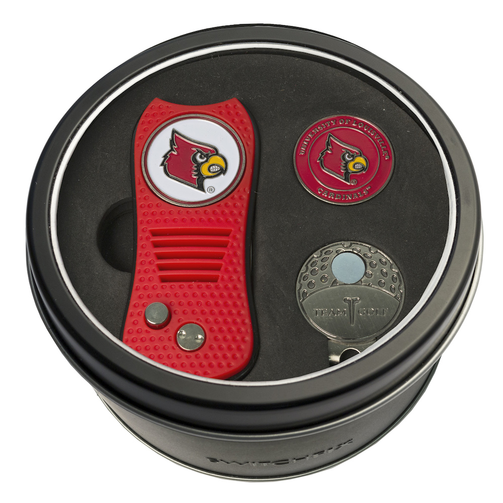 Louisville Cardinals Switchblade Divot Tool Cap Clip and Ball Marker Gift Pack