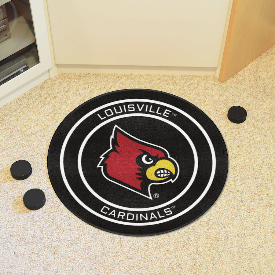 Louisville Cardinals Round Hockey Puck Mat