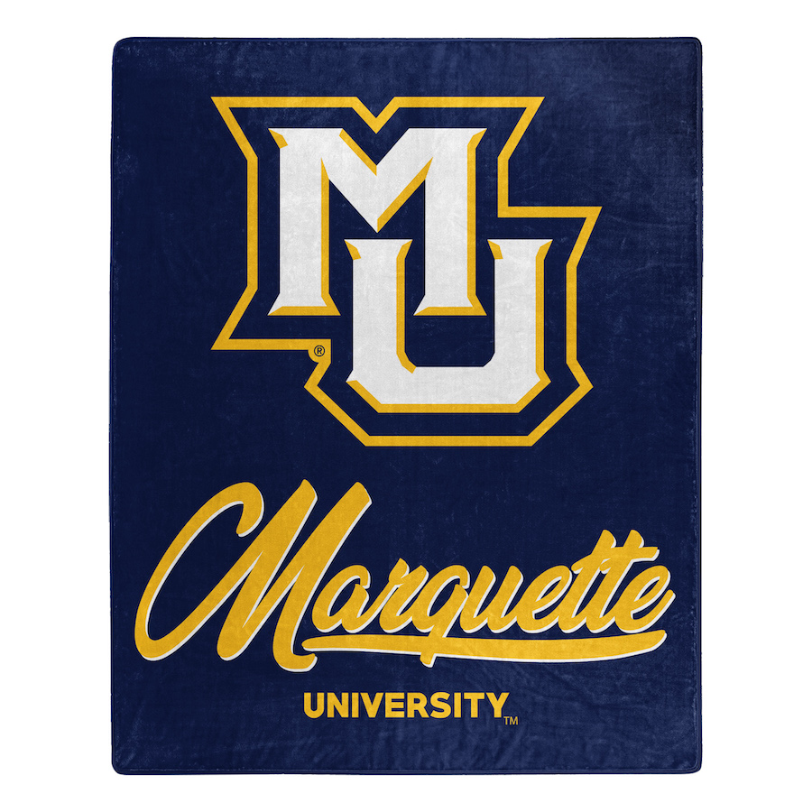 Marquette Golden Eagles Plush Fleece Raschel Blanket 50 x 60