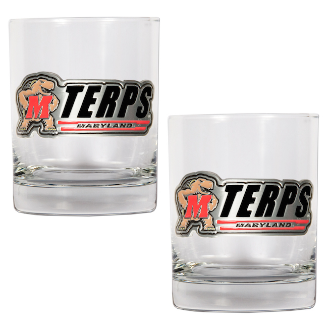 Maryland Terrapins NCAA Logo 2pc Rocks Glass Set