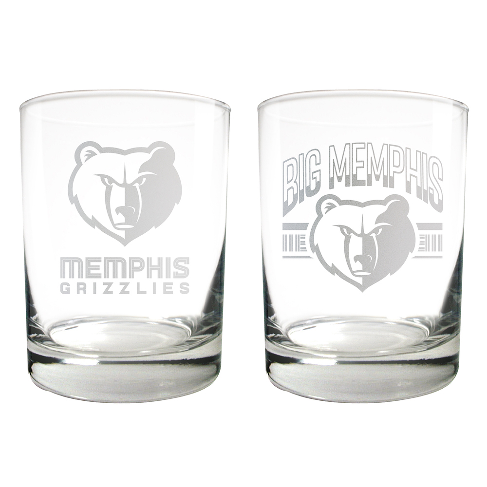 Memphis Grizzlies 2pc Rocks Glass Set