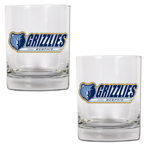 Memphis Grizzlies NBA Logo 2pc Rocks Glass Set