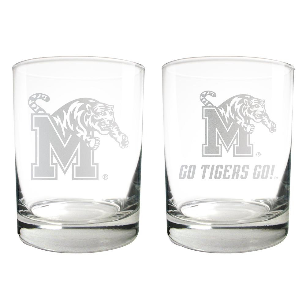 Memphis Tigers 2pc Rocks Glass Set