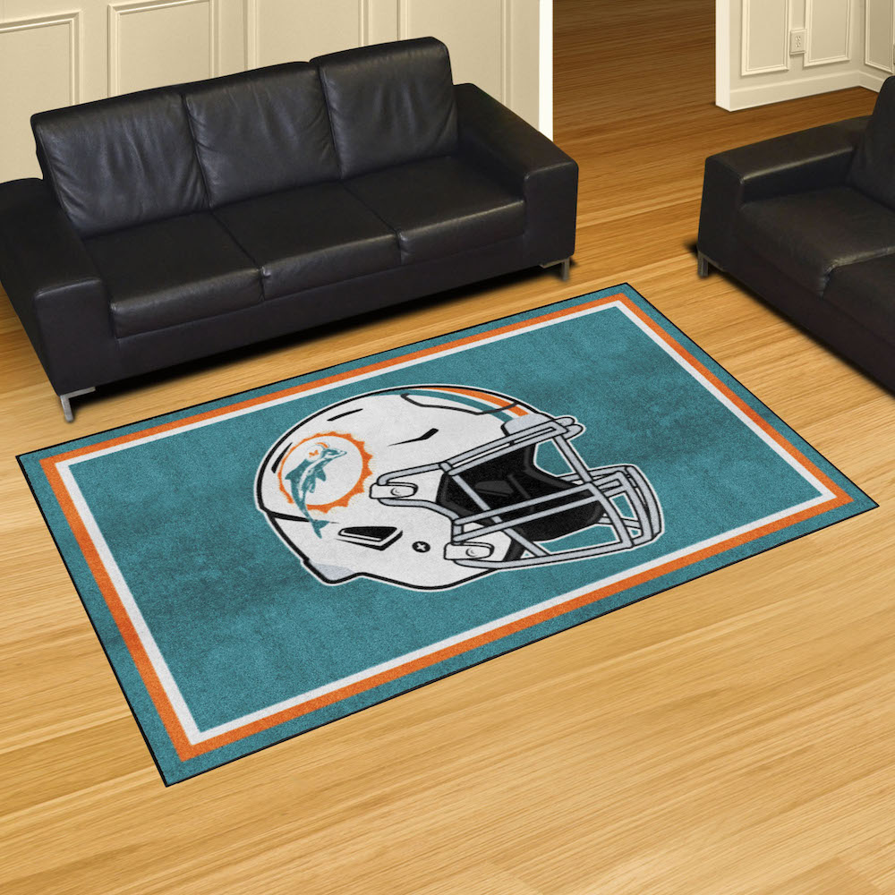 Miami Dolphins 5x8 Area Rug - Throwback Helmet Logo