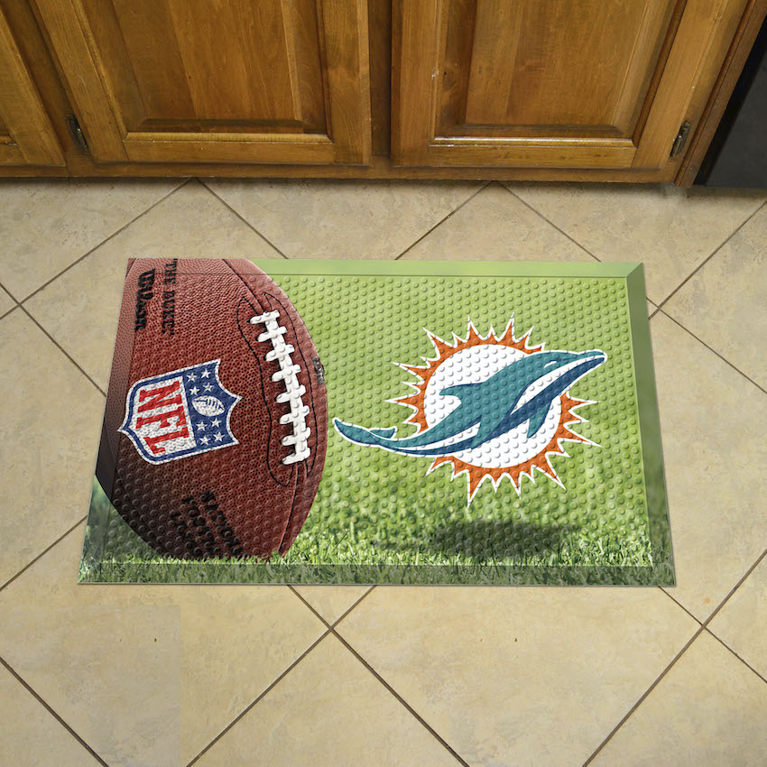 Miami Dolphins Ball Style SCRAPER Door Mat