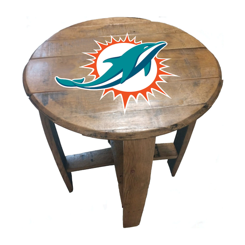 Miami Dolphins Oak Barrel Table