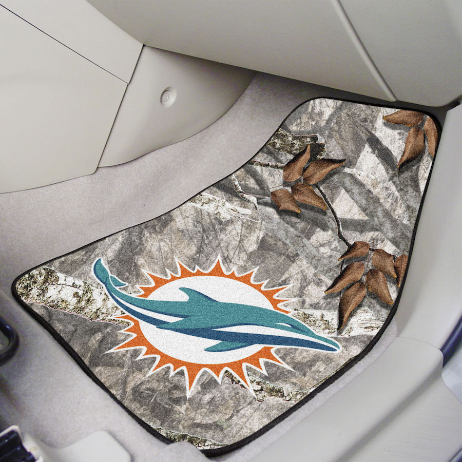 Miami Dolphins Carpeted Camouflage Car Floor Mats 18 x 27 inch