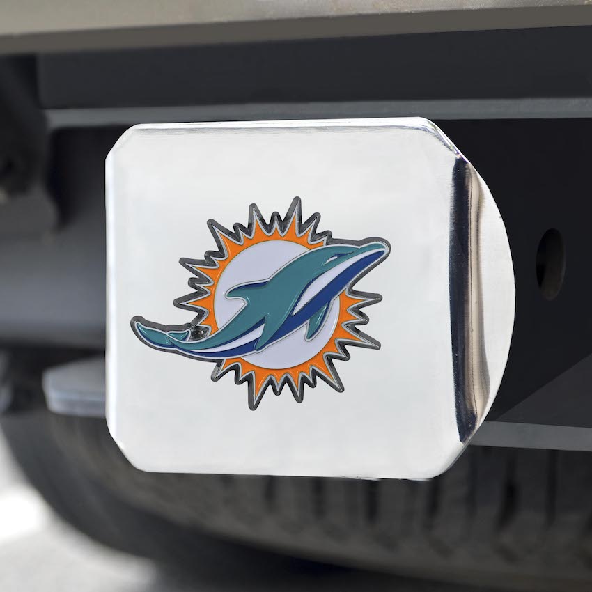 Miami Dolphins Color Chrome Trailer Hitch Cover