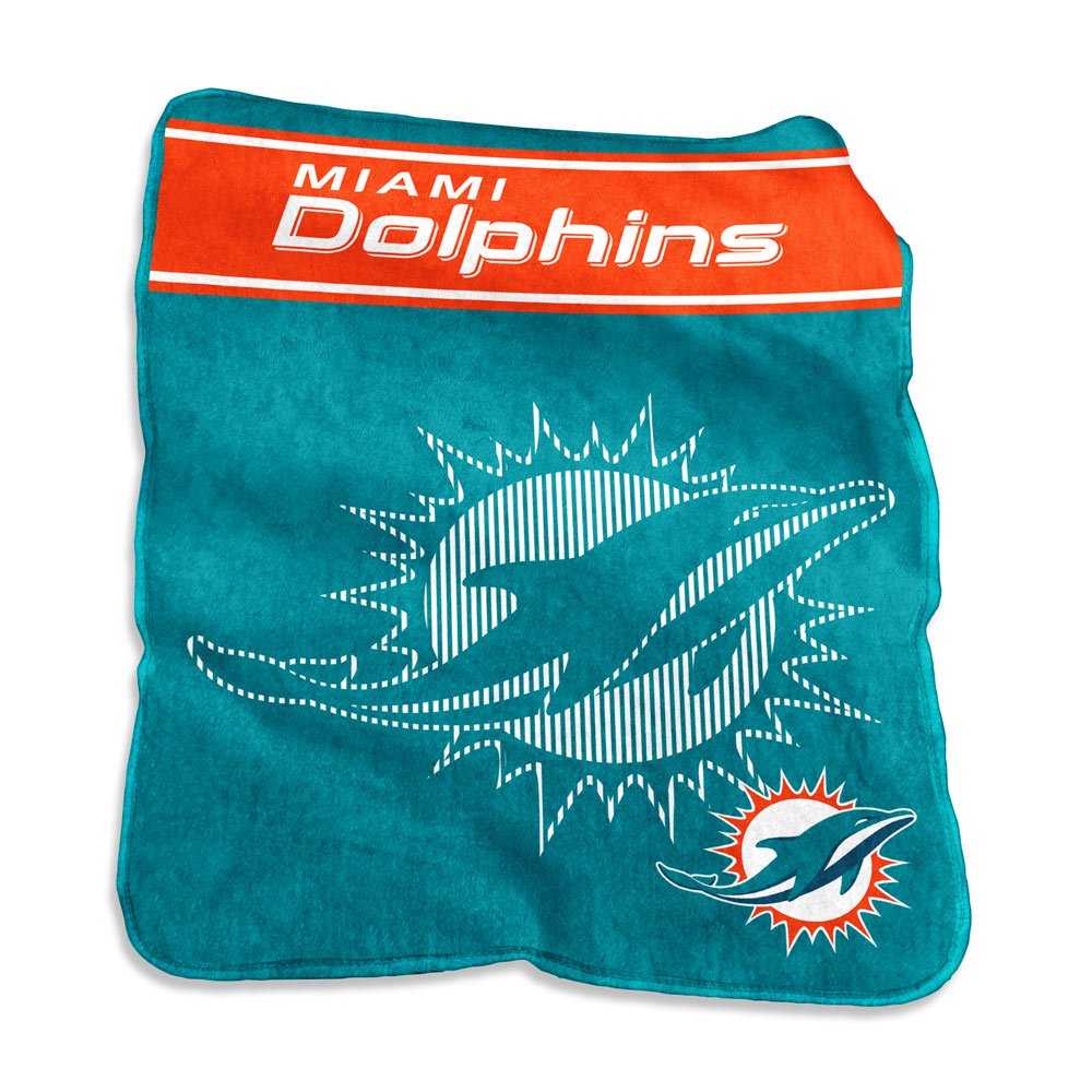 Miami Dolphins LARGE Logo Raschel Blanket
