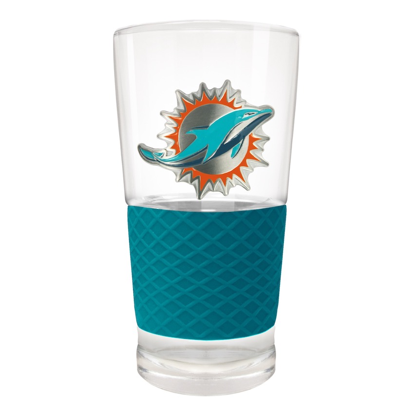 Miami Dolphins 22 oz Pilsner Glass with Silicone Grip