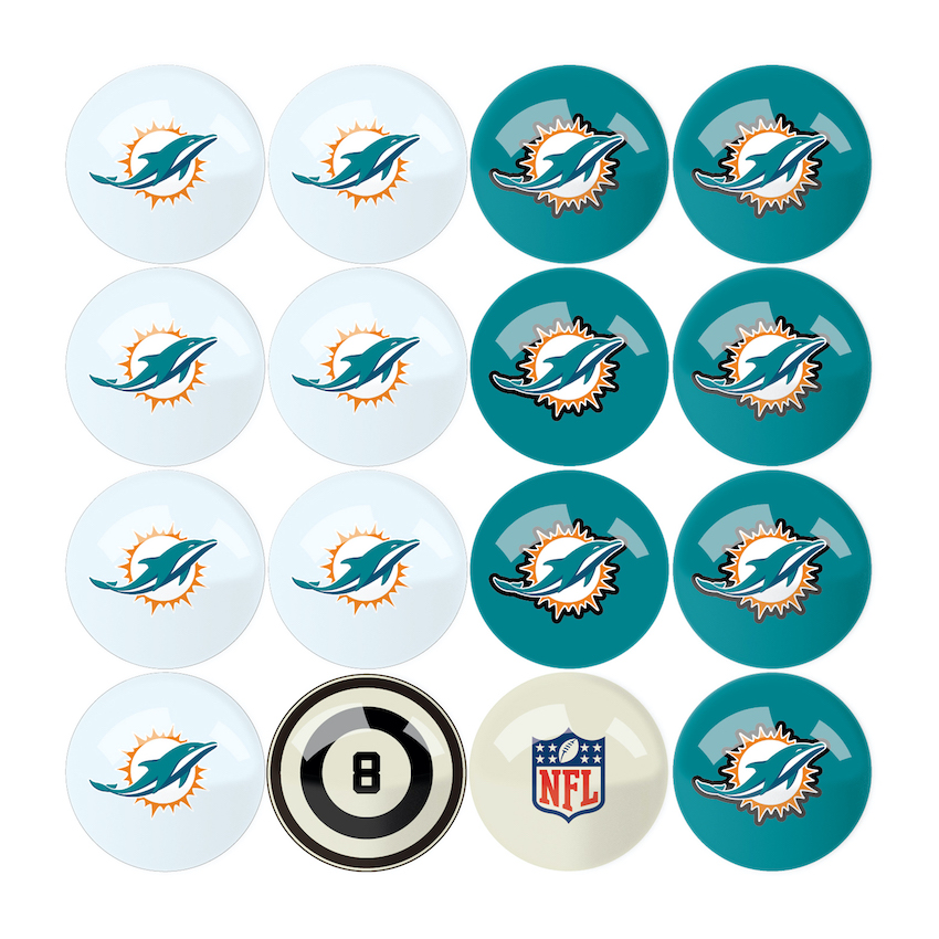 Miami Dolphins Billiard Ball Set with Numbers