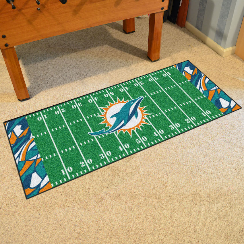 Miami Dolphins 30 x 72 Quick Snap Football Field Carpet Runner