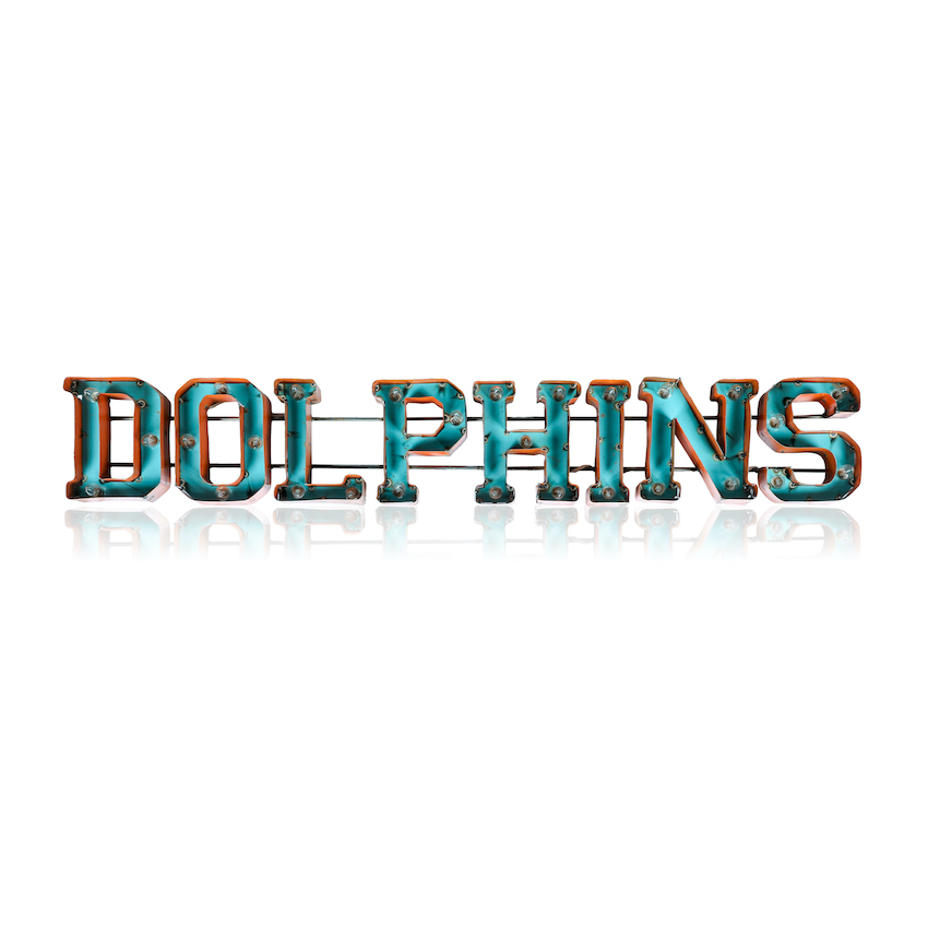 Miami Dolphins Recycled Metal Light Sign