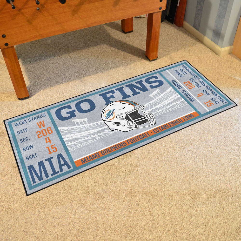 Miami Dolphins 30 x 72 Game Ticket Carpet Runner