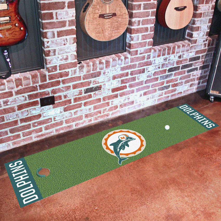 Miami Dolphins Vintage 18 x 72 in Putting Green Mat with Throwback Logo