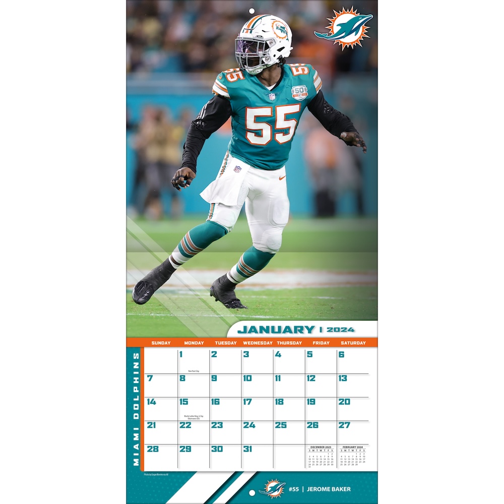 Miami Dolphins 2025 NFL Team Wall Calendar