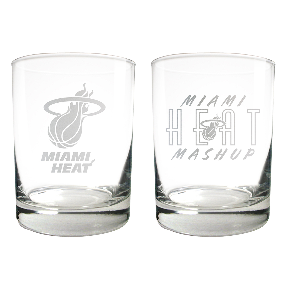 Miami Heat 2pc Rocks Glass Set