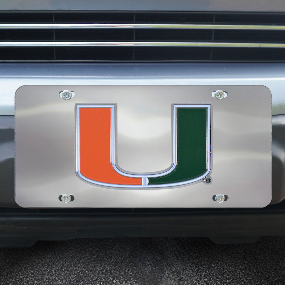 Miami Hurricanes Stainless Steel Die-cast License Plate