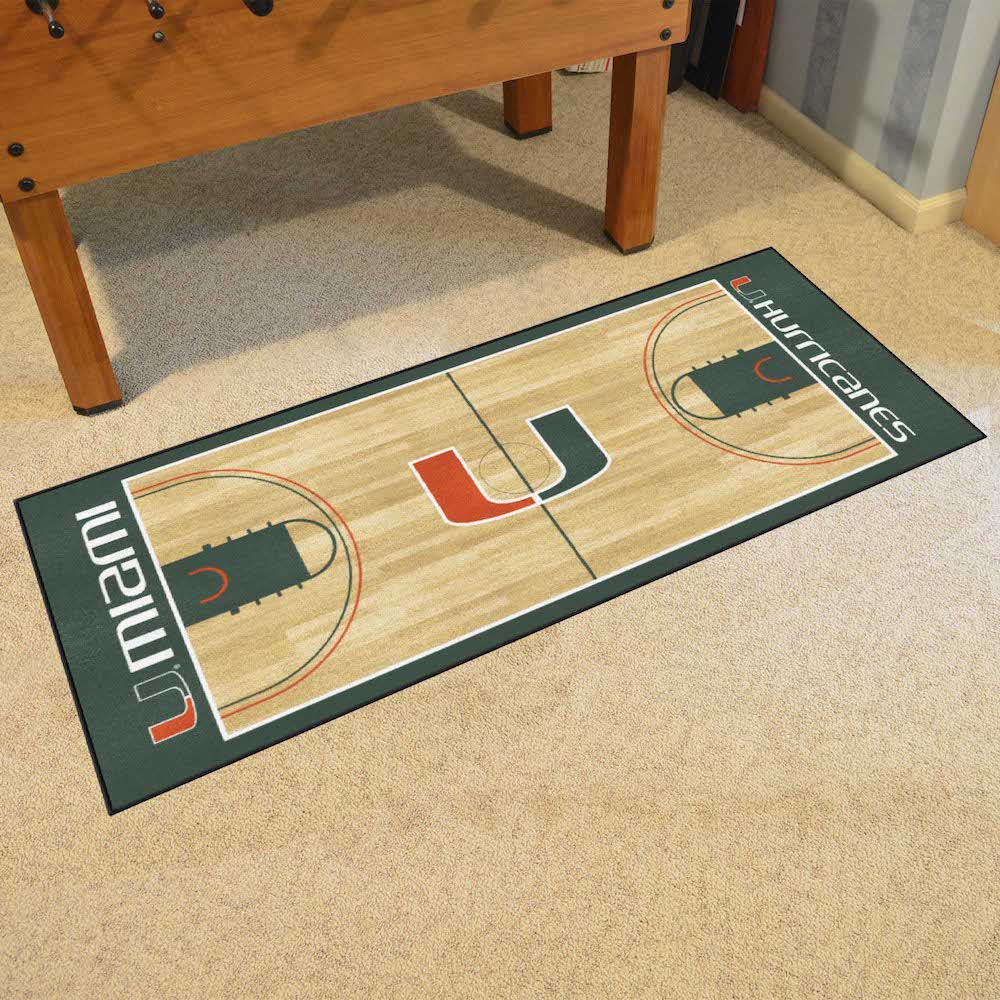 Miami Hurricanes 30 x 72 Basketball Court Carpet Runner