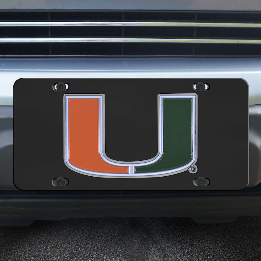 Miami Hurricanes Black Die-cast License Plate