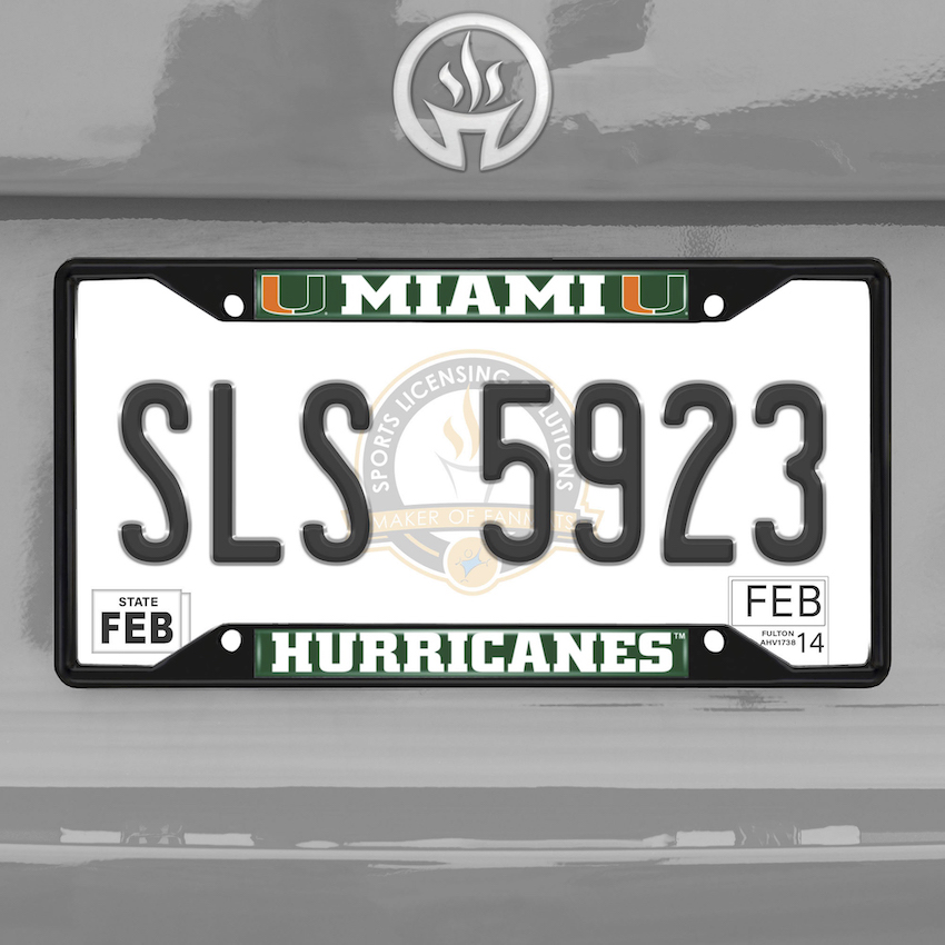 Miami Hurricanes Black License Plate Frame