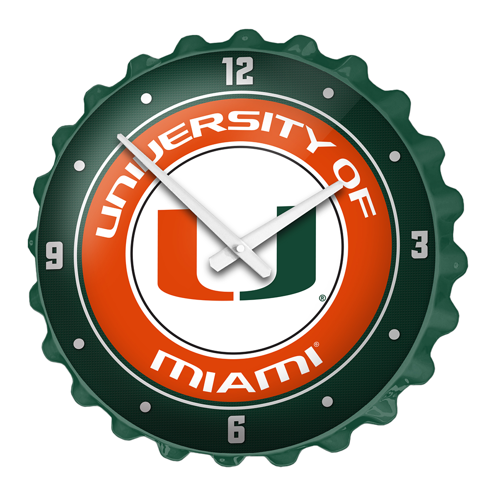 Miami Hurricanes Bottle Cap Wall Clock