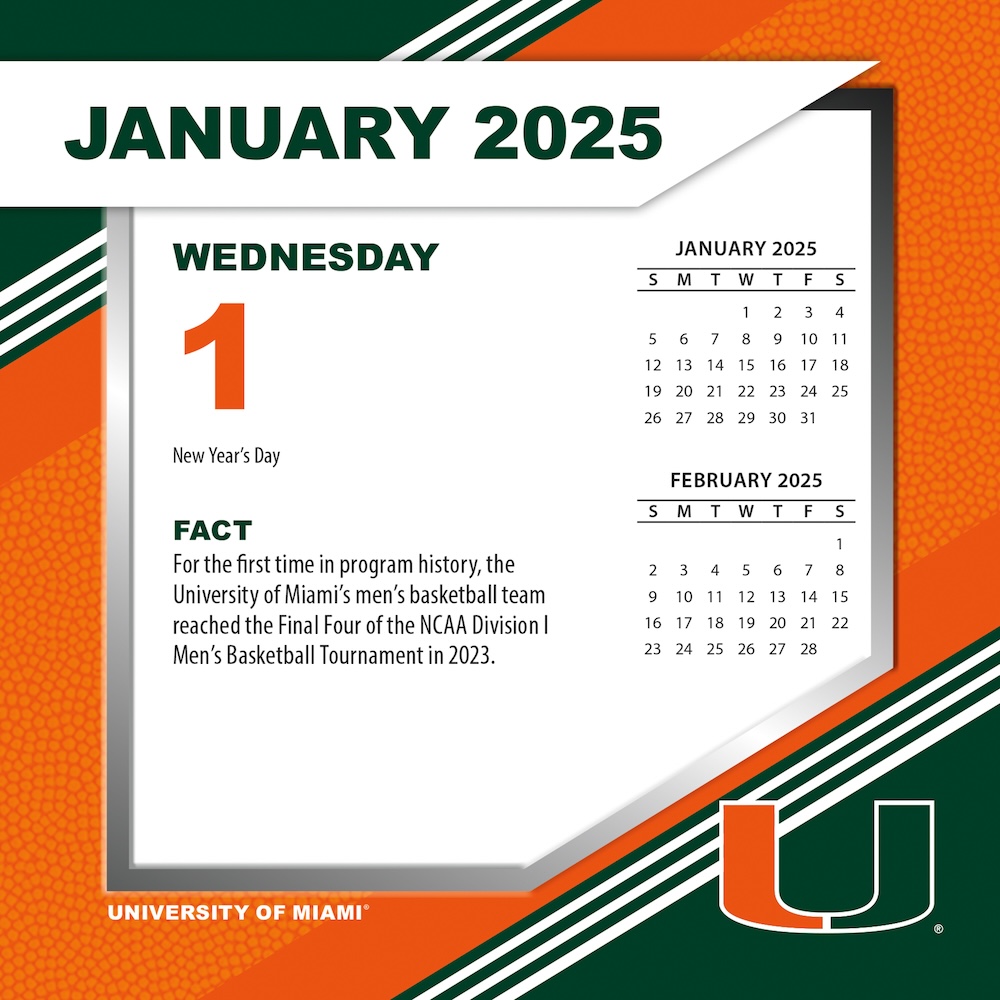 Miami Hurricanes 2025 NCAA Page-A-Day Box Calendar