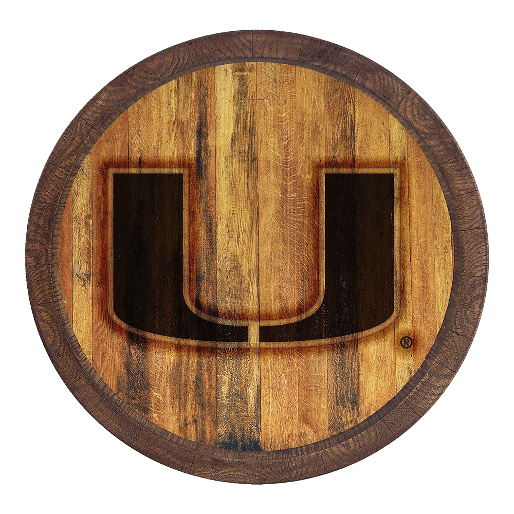 Miami Hurricanes Branded FAUX Barrel Top Sign