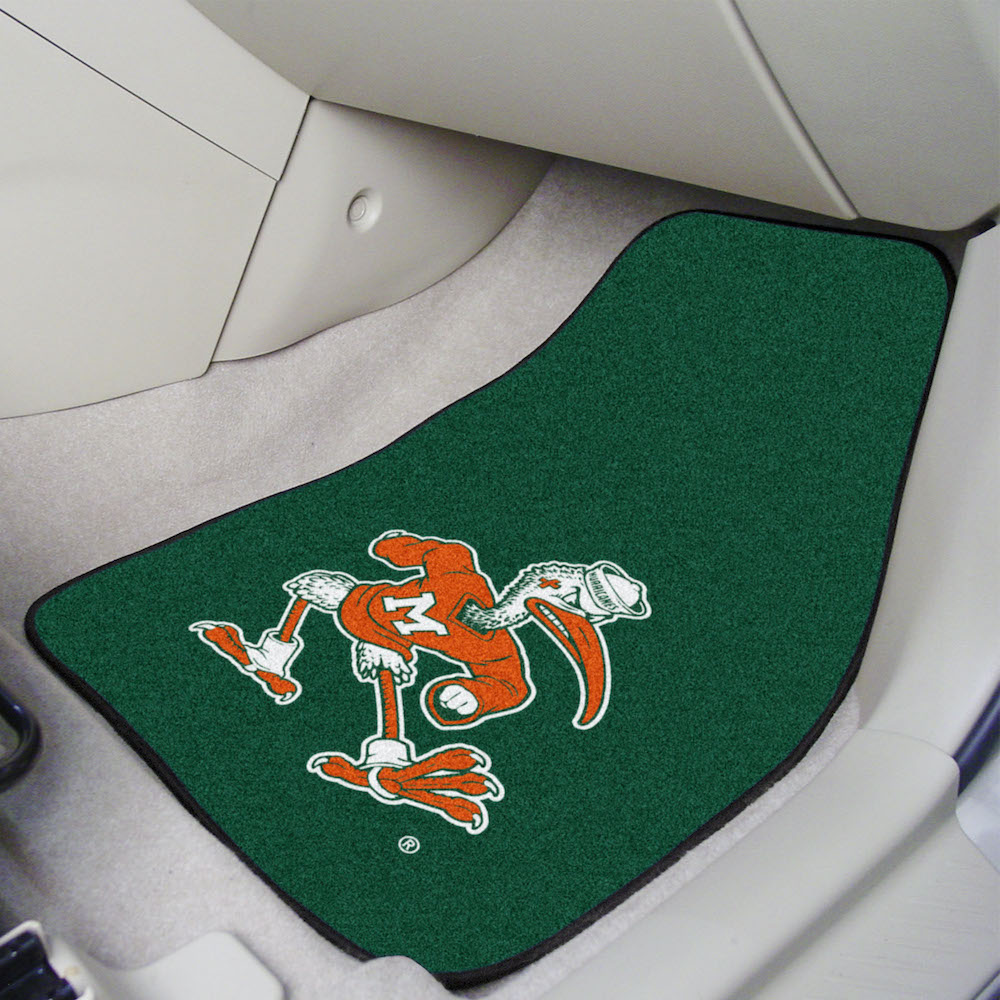 Miami Hurricanes Car Floor Mats 18 x 27 Carpeted-Pair