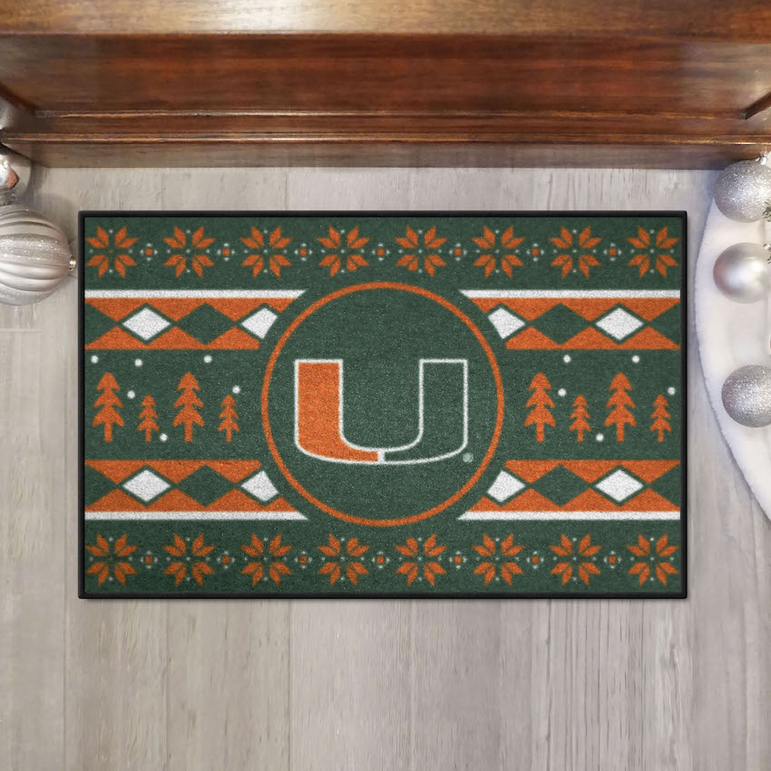 Miami Hurricanes HOLIDAY SWEATER 20 x 30 STARTER Floor Mat