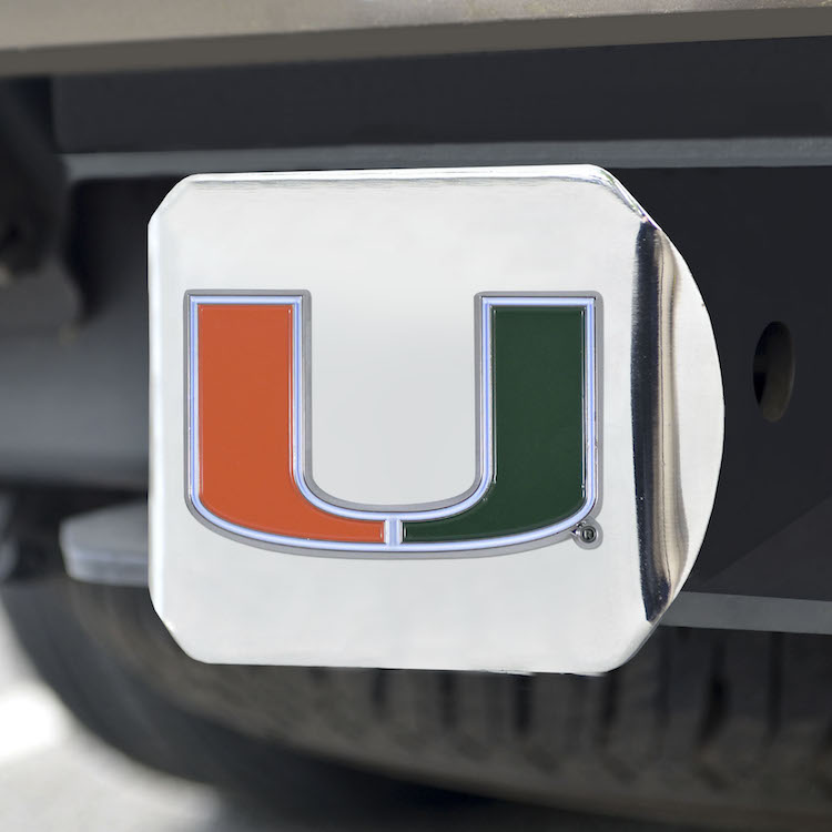 Miami Hurricanes Color Chrome Trailer Hitch Cover