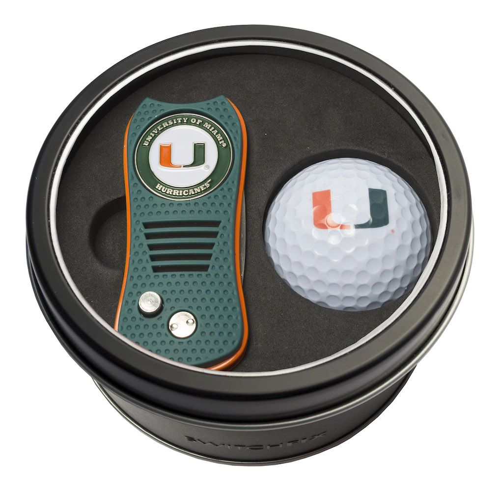 Miami Hurricanes Switchblade Divot Tool and Golf Ball Gift Pack