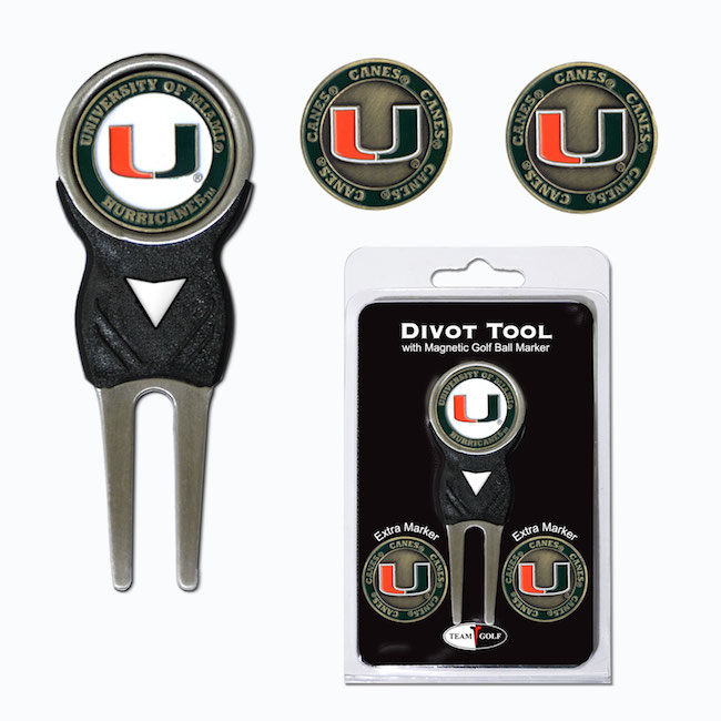 Miami Hurricanes 3 Marker Signature Divot Tool Pack